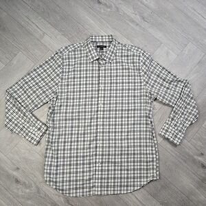 Banana Republic Men's XXL Slim Fit Button Up Green White Plaid Cotton Shirt